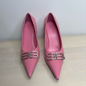 Balenciaga Pink Pointed Toe Heels with Silver Accent